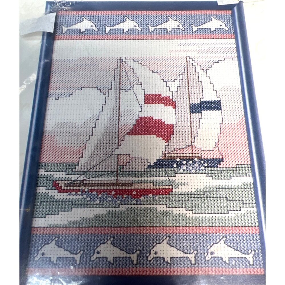Golden Bee Sailboats Counted Cross Stitch Kit 60342 5" X 7" With Frame & Materia